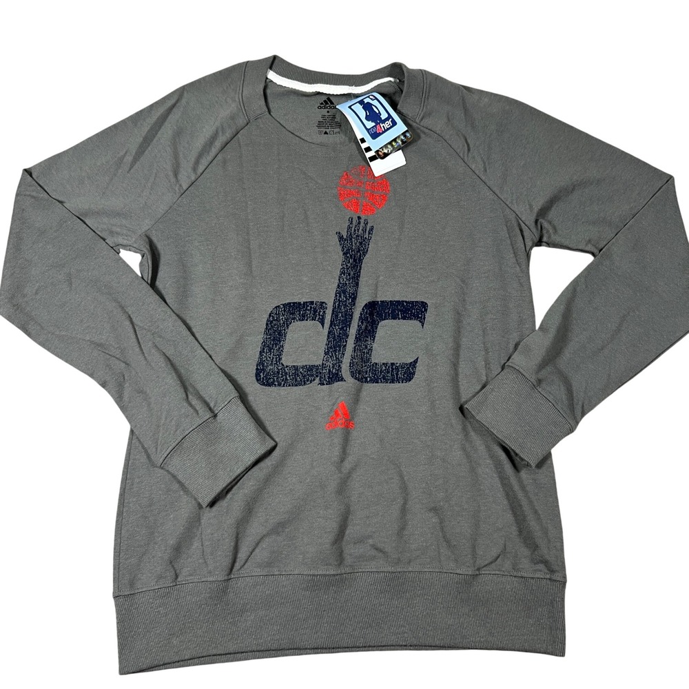 Adidas NBA Washington Wizards‎ Women Small Gray Raglan Pullover Sweatshirt NEW
